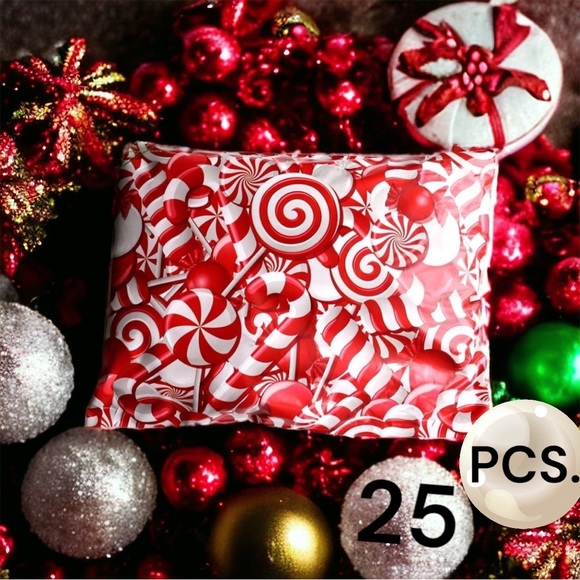25 10X13 Poly Mailers Candy Cane, Envelopes - Picture 3 of 7